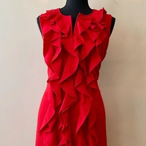 CALVIN KLEIN Red Ruffled Dress